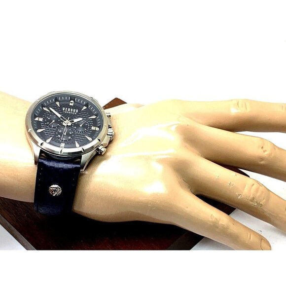 Versus by Versace Men's VSPBH7121 Quartz Blue Gray Dial Silver Leather B… - Picture 5 of 14